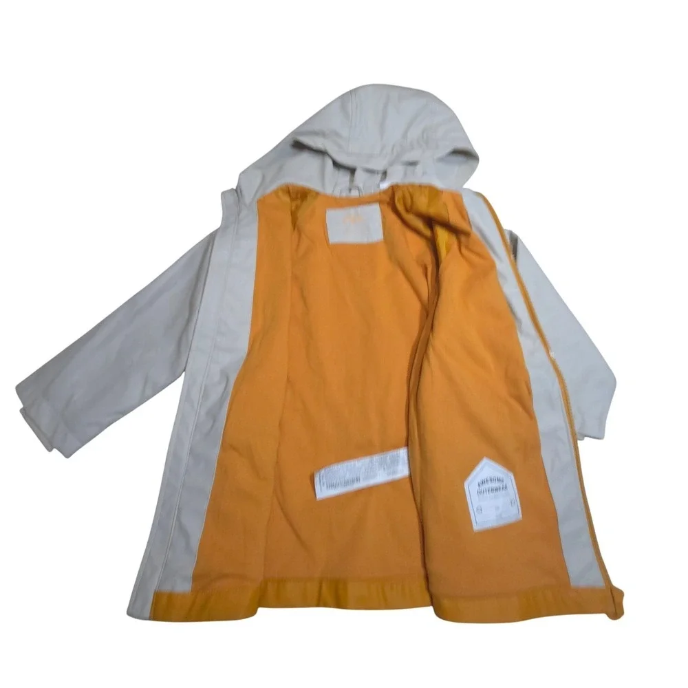 Zara Kids Rain Jacket‎ Hooded Colorblock Yellow Cream Size 3-4 Years NWOT